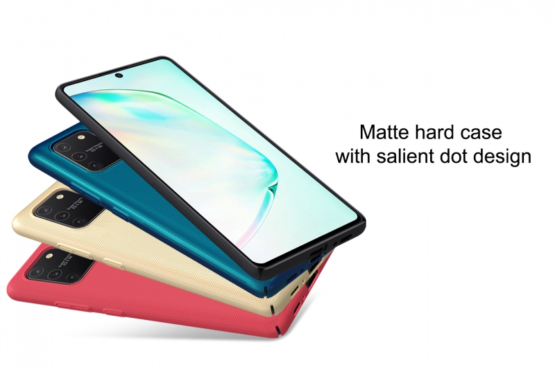 Ốp Lưng Samsung Galaxy S10 Lite Hiệu Nillkin Dạng Sần có bề mặt được sử dụng vật liệu PC không ảnh hưởng môi trường, có tính năng chống mài mòn, chống trượt, chống bụi, chống vân tay và dễ dàng vệ sinh